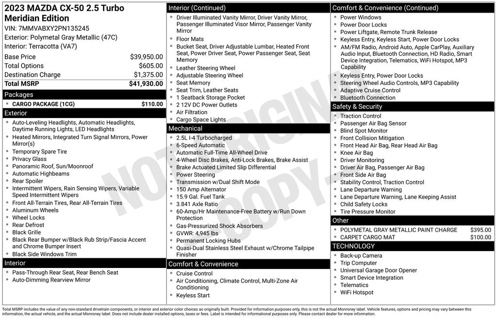 Used 2023 Mazda CX-50 2.5 Turbo Meridian Edition SUV