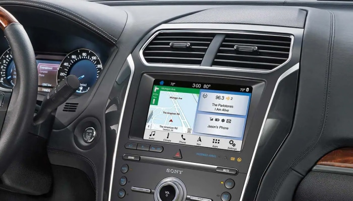 Touchscreen display inside the 2019 Ford Explorer, available at Jack Demmer Ford near Dearborn, MI