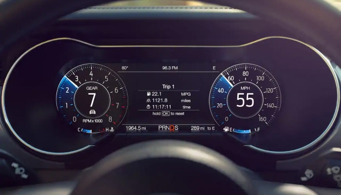 Digital Instrument Cluster inside the 2019 Ford Mustang available at Jack Demmer Ford near Livonia, MI