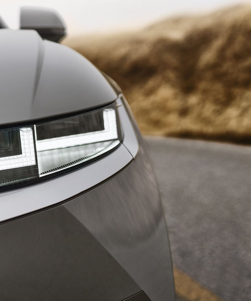 All-New 2023 Hyundai Ioniq 5 at Jack Giambalvo Hyundai | Close Up of Right Headlight of 2022 Hyundai Ioniq 5 | Photos of 2023 Hyundai Ioniq 5 Coming Soon