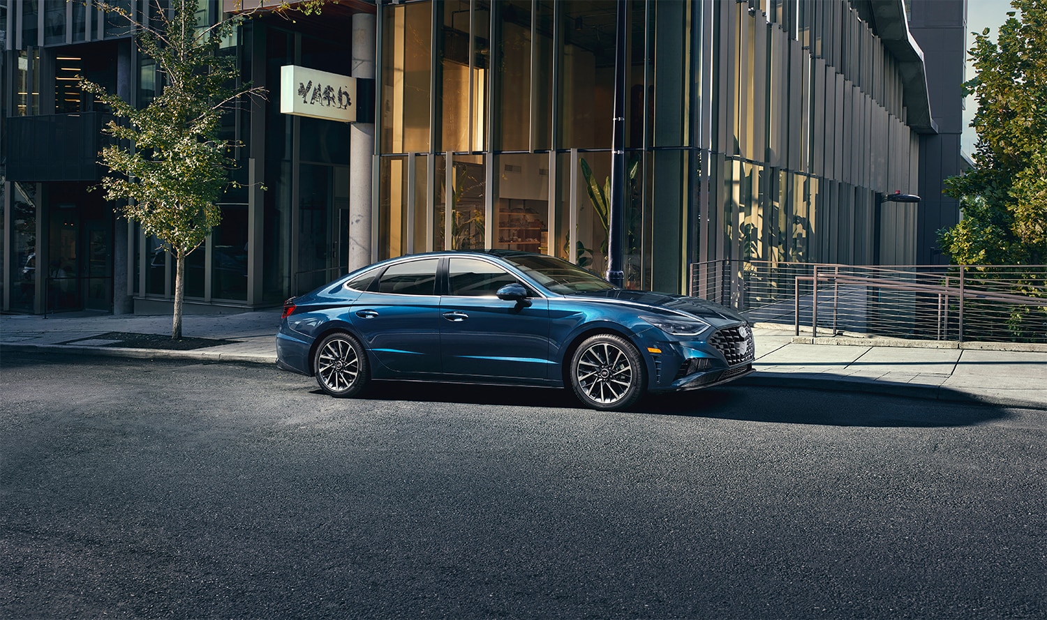 Jack Giambalvo Hyundai is a Hyundai Dealership in York near Shiloh, PA | 2020 Hyundai Sonata parked by modern building