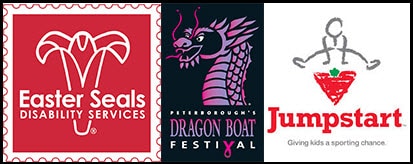 Ester Seals disability services. Peterborough's Dragon Boat Festival. Jumpstatrt - giving kids a sporting chance.