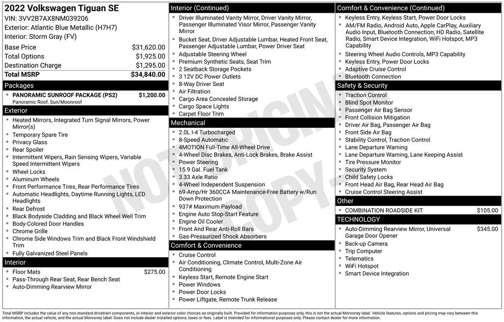 Used 2022 Volkswagen Tiguan 2.0T SE SUV