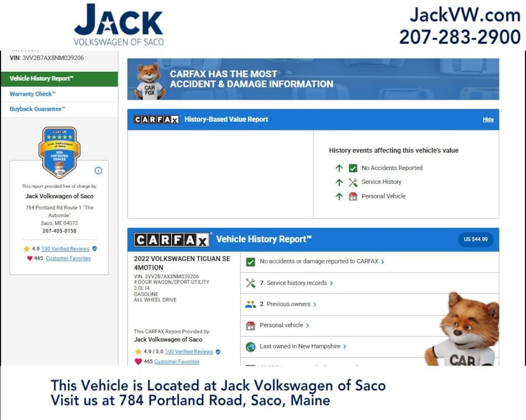 Used 2022 Volkswagen Tiguan 2.0T SE SUV