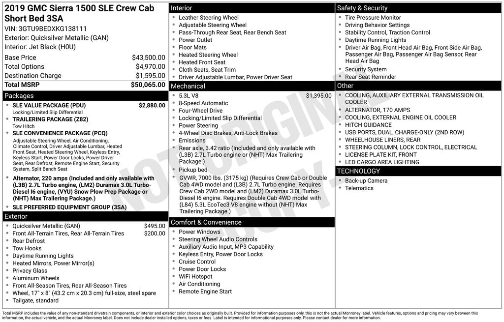 2019 GMC Sierra 4WD Crew Cab Short Box SLE's photo