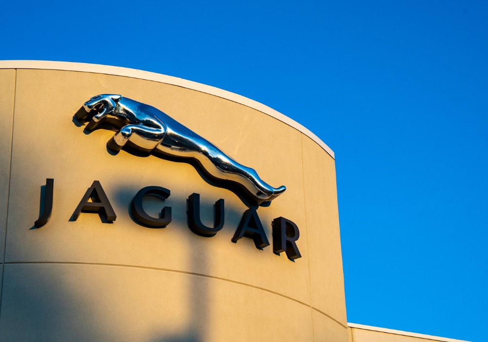 Jaguar logo on the front of the Jaguar Greensboro dealership