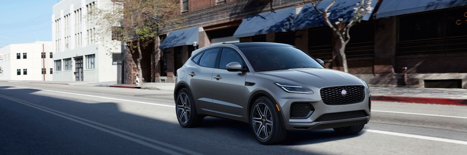 Jaguar E-PACE driving downtown