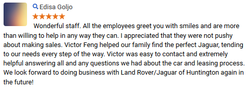 a review written by a Jaguar Huntington customer