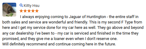 a review written by a Jaguar Huntington customer