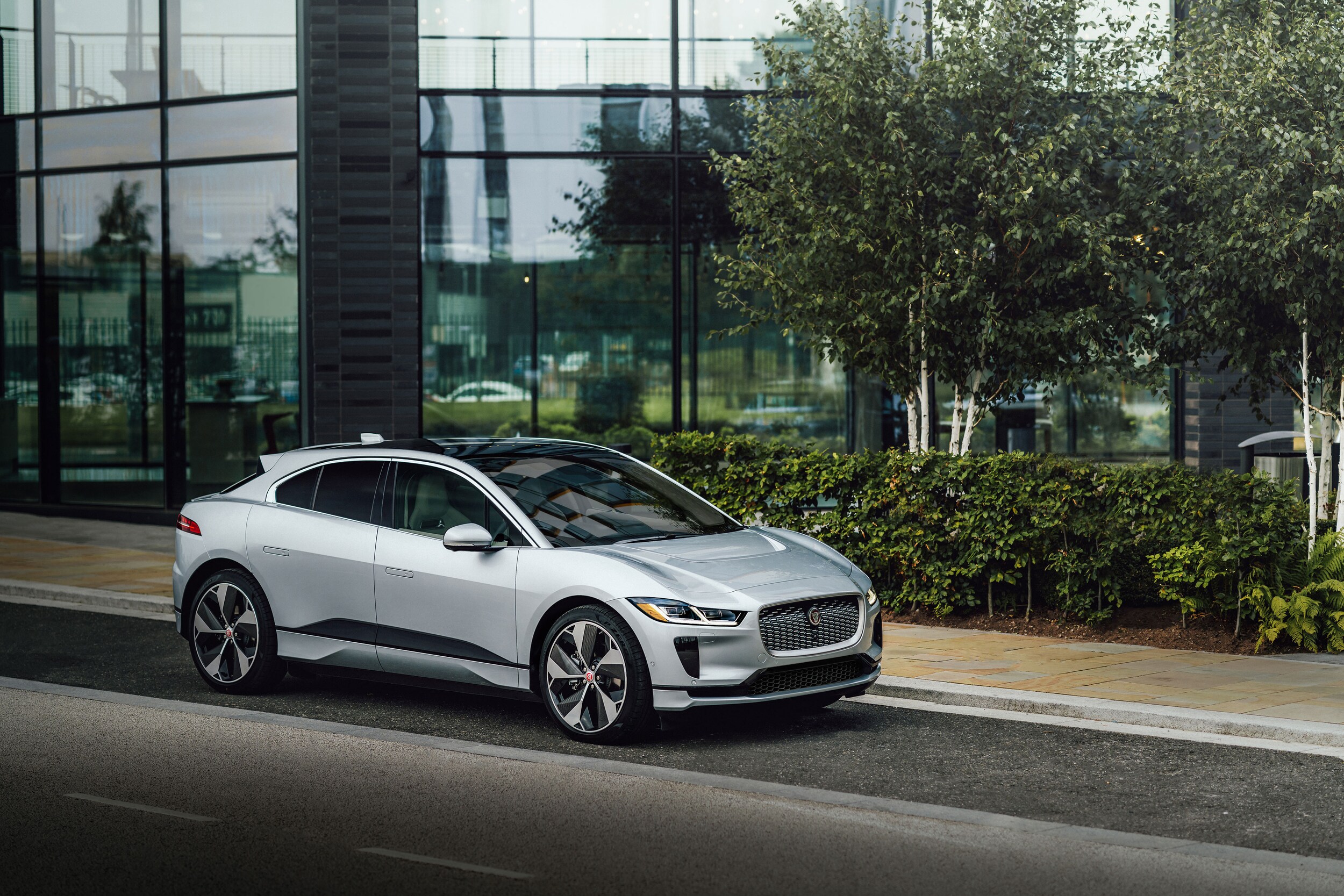 Jaguar I-PACE driving in the city