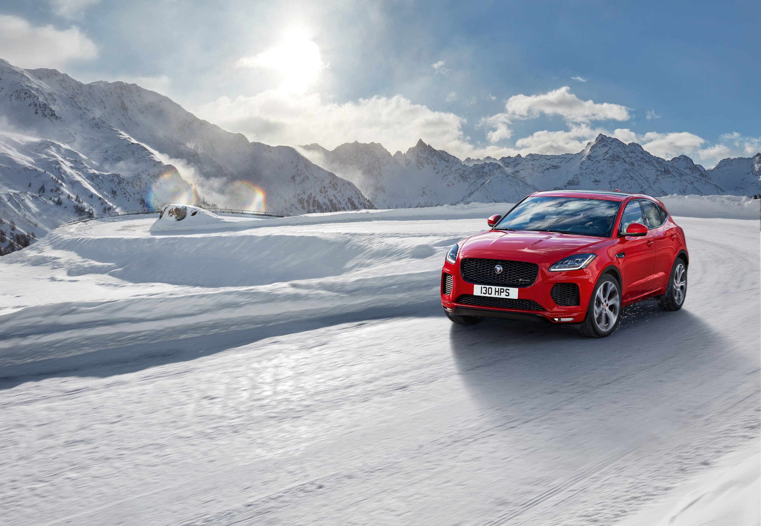 Jaguar E-PACE driving on snowy road
