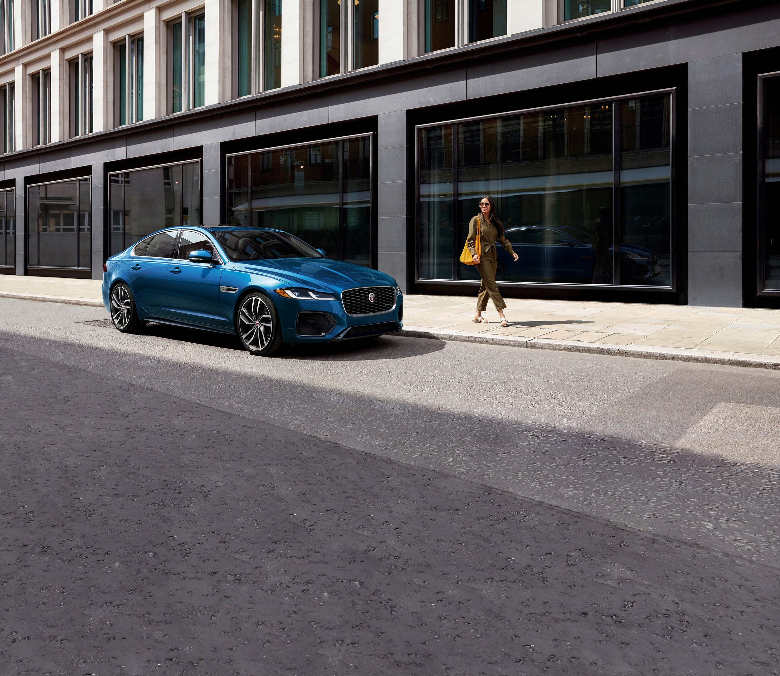 Jaguar XF parked on city street
