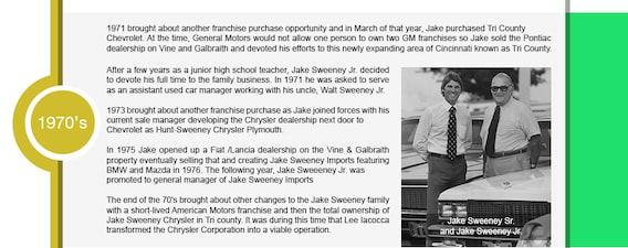 Jake Sweeney Automotive History
