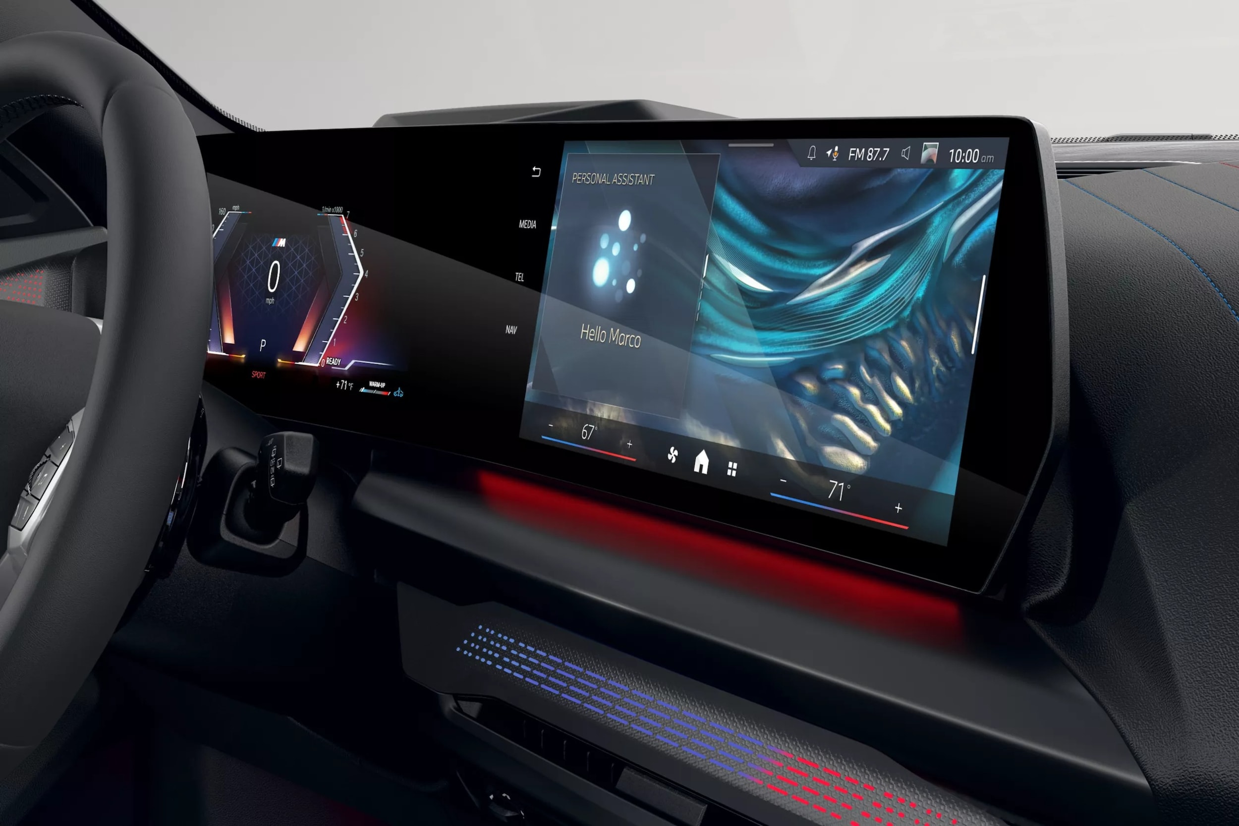 The BMW Curved Display and other technology features in the cockpit.