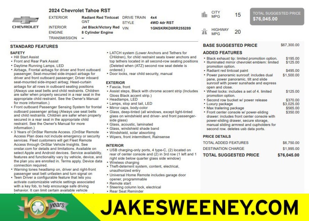 Used 2024 Chevrolet Tahoe RST SUV