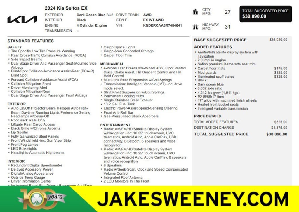 Used 2024 Kia Seltos EX SUV