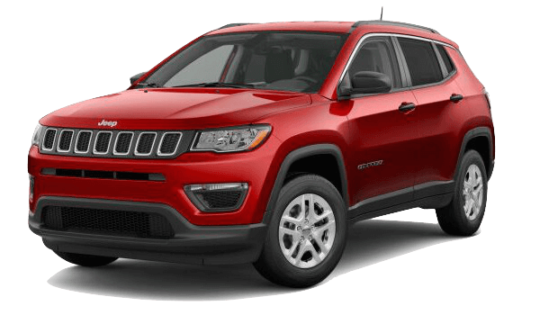 A red 2019 Jeep Compass Sport