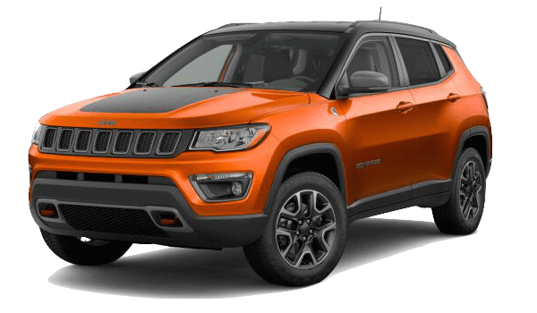 An orange 2019 Jeep Compass Trailhawk