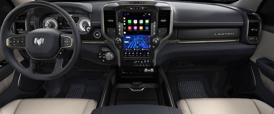 The interior dashboard on the 2019 Ram 1500