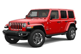 A red 2019 Jeep Wrangler