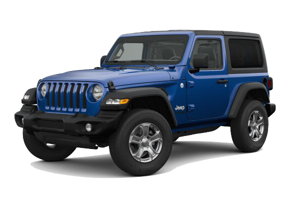 A blue 2019 Jeep Wrangler Sport S