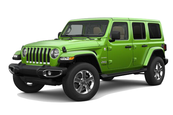 A green 2019 Jeep Wrangler Sahara