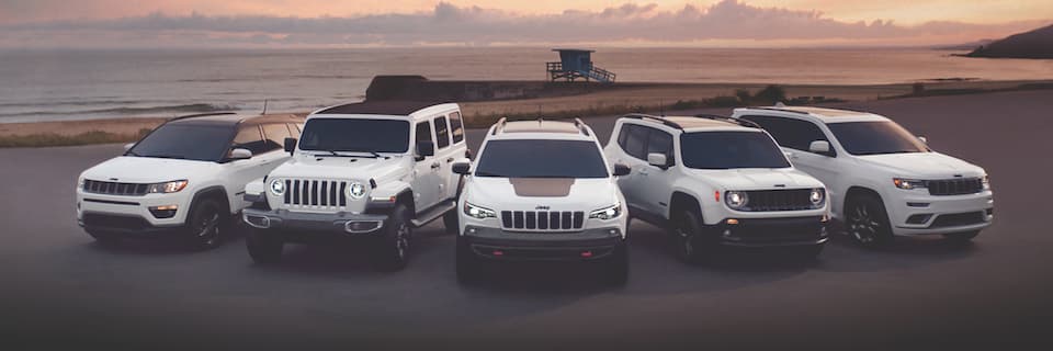 An all white Jeep Line-Up