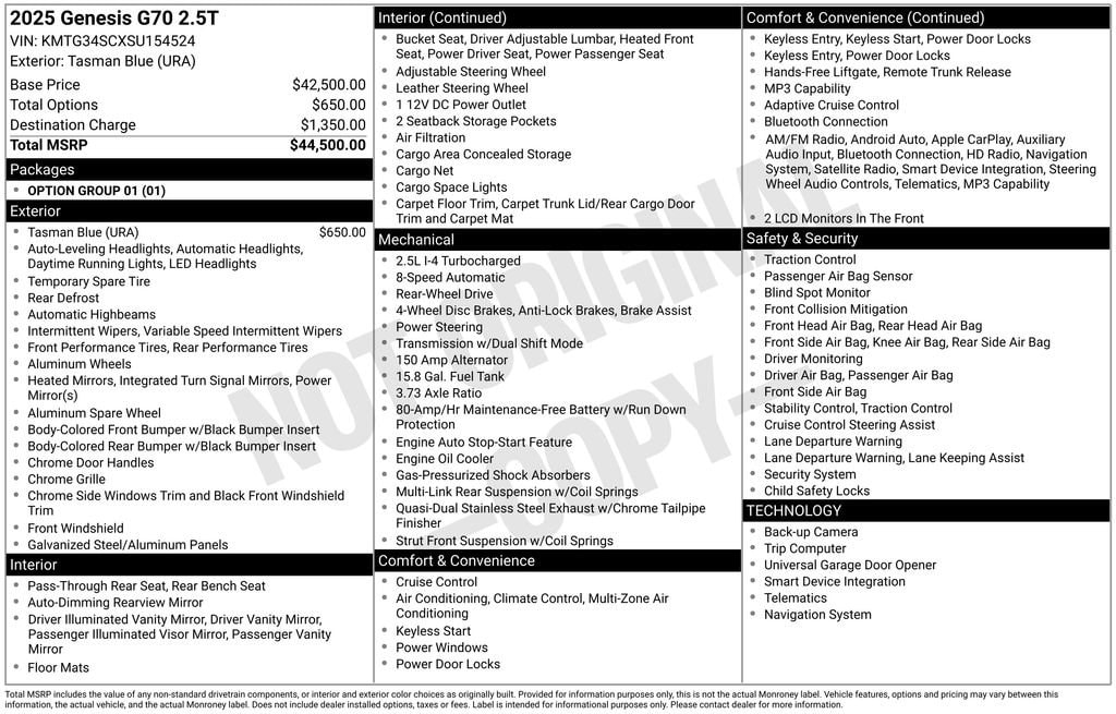2025 GENESIS G70 Standard's photo