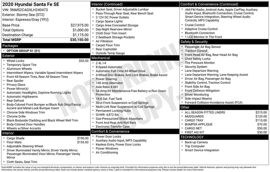 2020 Hyundai Santa Fe SE