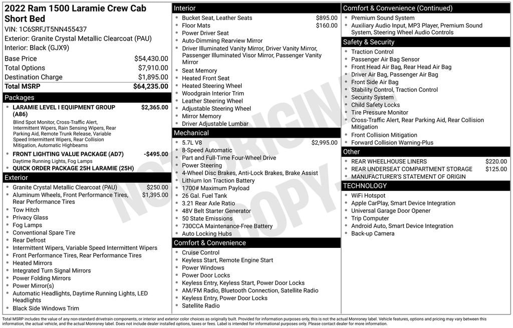 Used 2022 Ram 1500 Laramie Truck Crew Cab