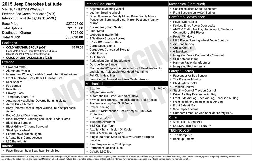 Used 2015 Jeep Cherokee Latitude 4x4 SUV