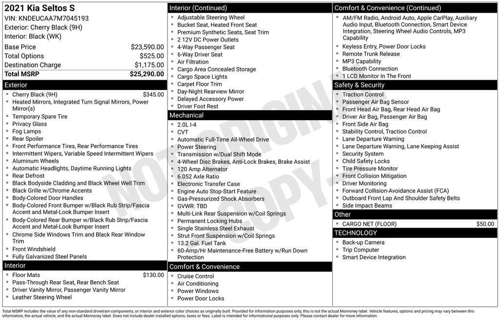 2021 Kia Seltos S's photo