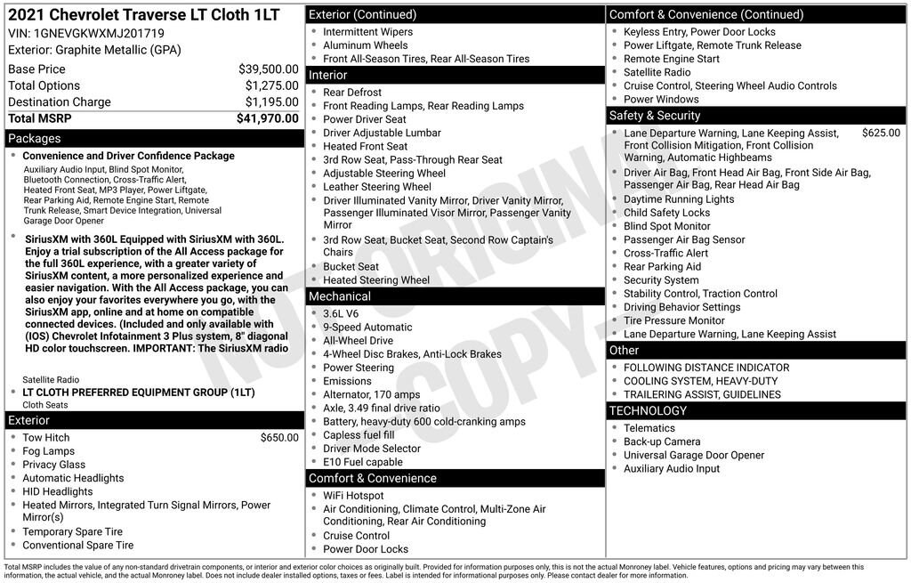 Used 2021 Chevrolet Traverse LT Cloth w/1LT SUV