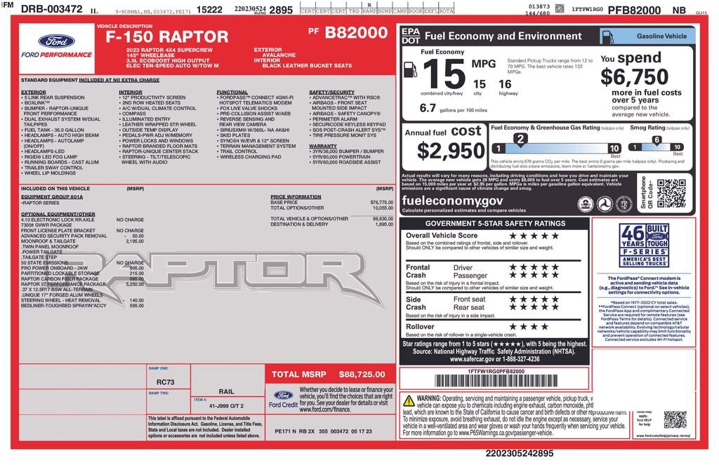 Used 2023 Ford F-150 Raptor Truck SuperCrew Cab