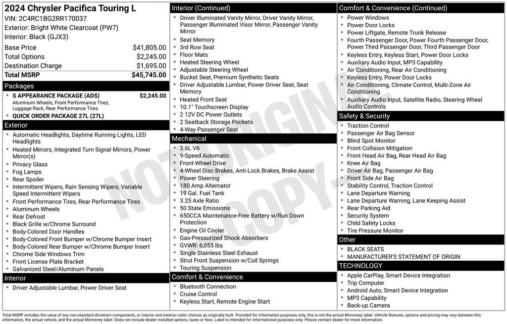 2024 Chrysler Pacifica Van Passenger Van 