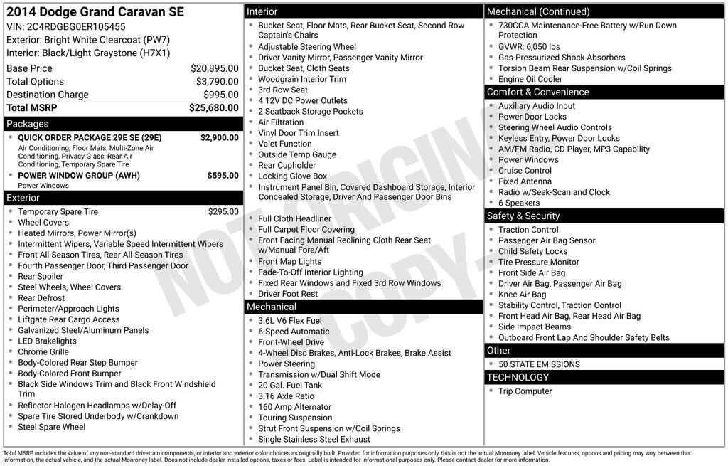 Used 2014 Dodge Grand Caravan SE Van