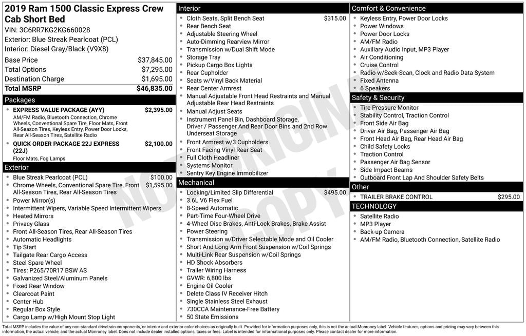 Used 2019 Ram 1500 Classic Express Truck Crew Cab