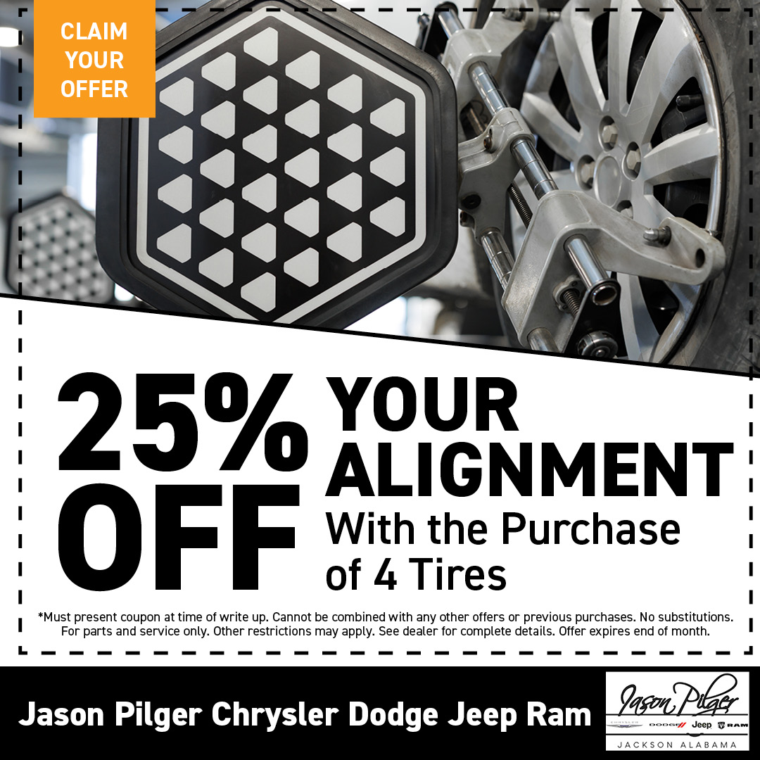 take 25% off your alignment with the purchase of four tires special coupon