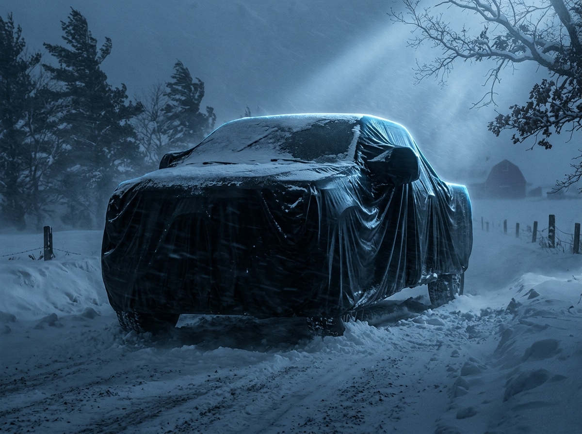 2027 Ford Super Duty concept under a cover — reserve yours at Jay Malone Ford in Hutchinson, MN