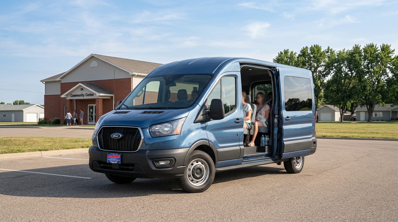 2026 Ford Transit Passenger Van for crew transport and shuttle operations at Jay Malone Ford in Hutchinson, MN