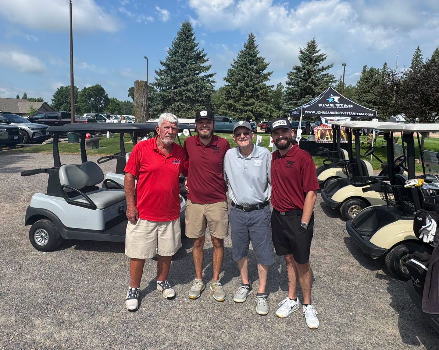 The Jay Malone Motors golf team at the Hutchinson Chamber Golf Challenge in Hutchinson, Minnesota
