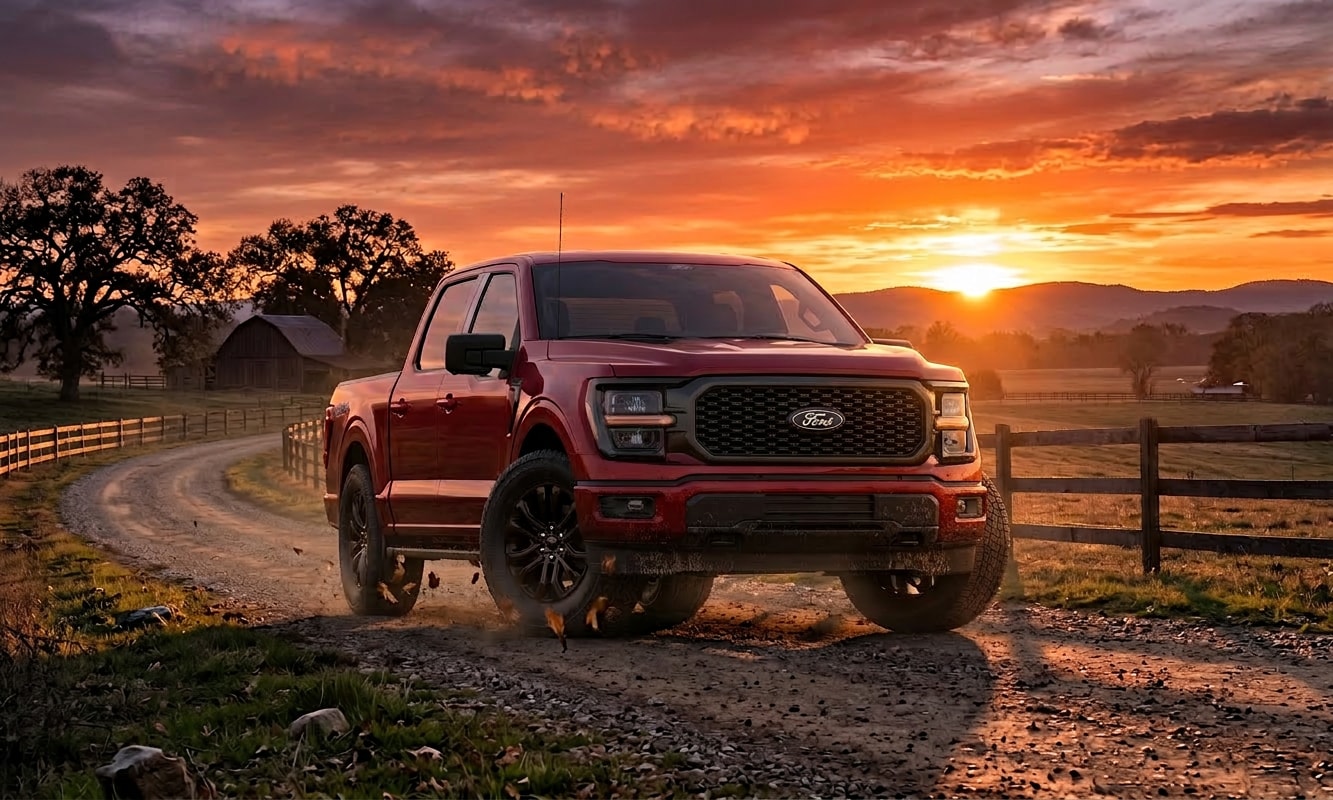 2026 Ford F-150 on a rural farm road in central Minnesota