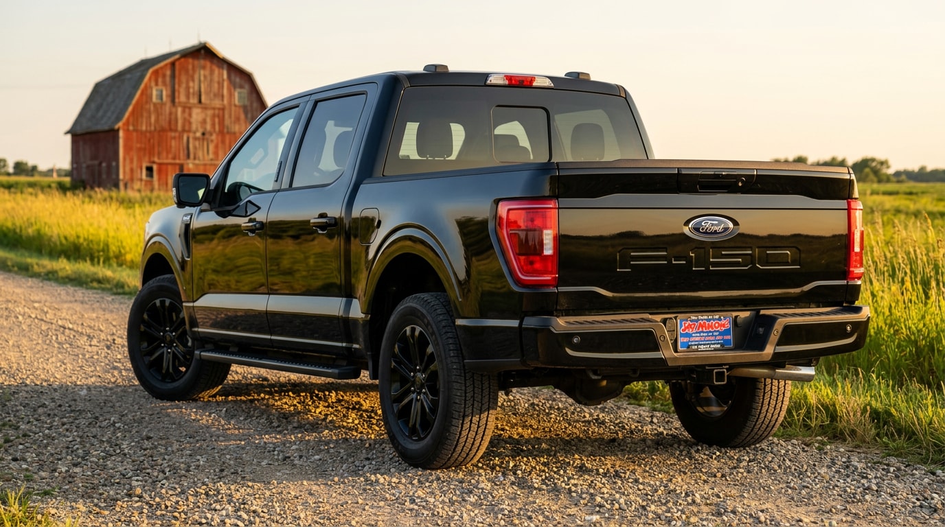 2027 Ford F-150 at Jay Malone Ford in Hutchinson, MN — F-150 parked on a gravel field approach in McLeod County