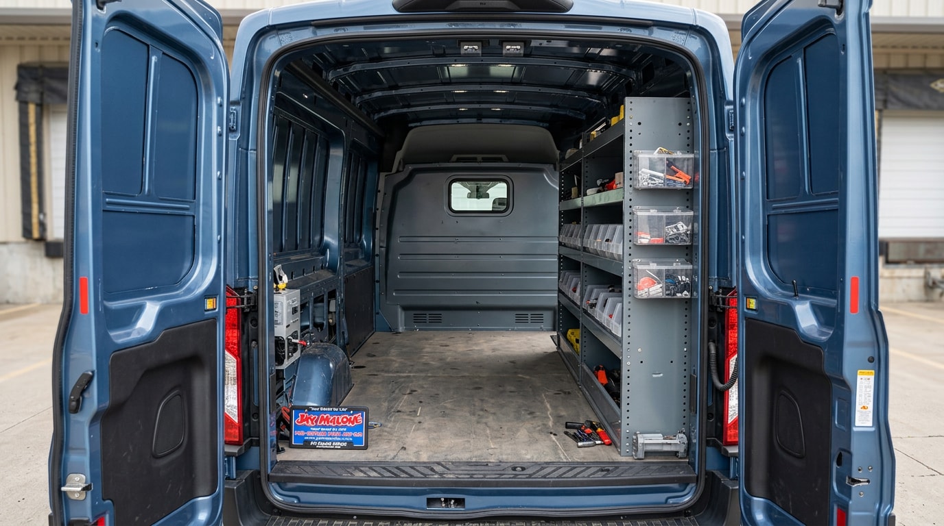 2026 Ford Transit Cargo Van interior showing roof height, cargo capacity, and configuration options at Jay Malone Ford in Hutchinson, MN