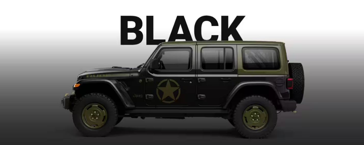 2027 Jeep Wrangler Sarge in Black with 41 roof and grille surround