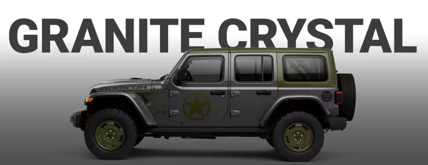 2027 Jeep Wrangler Sarge in Granite Crystal with 41 roof and grille surround