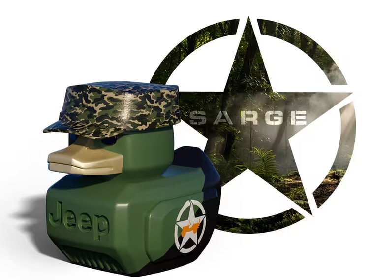 The collectible Jeep duck for the 2027 Wrangler Sarge, the eighth drop in the Twelve 4 Twelve program