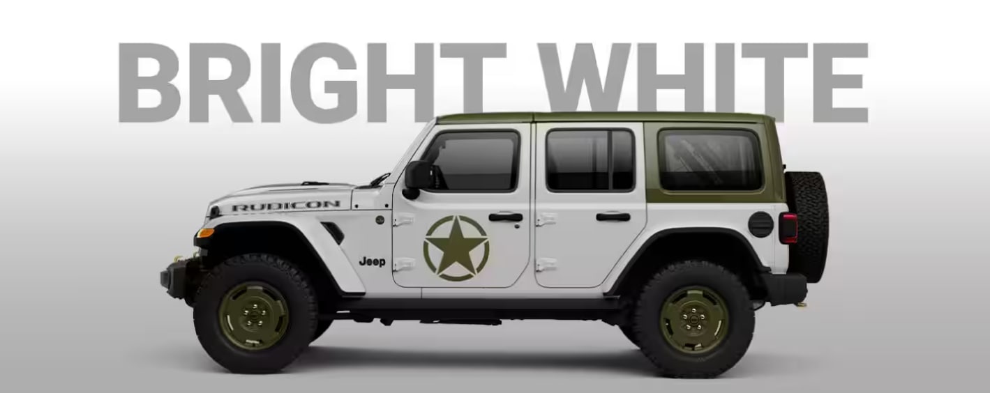 2027 Jeep Wrangler Sarge in Bright White with 41 roof and grille surround