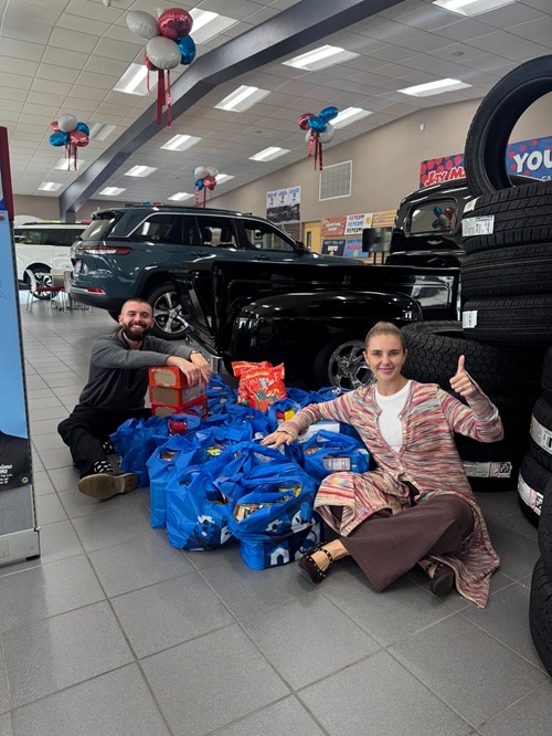 296.2 pounds of food collected at Jay Malone Motors in Hutchinson for the McLeod Food Shelf