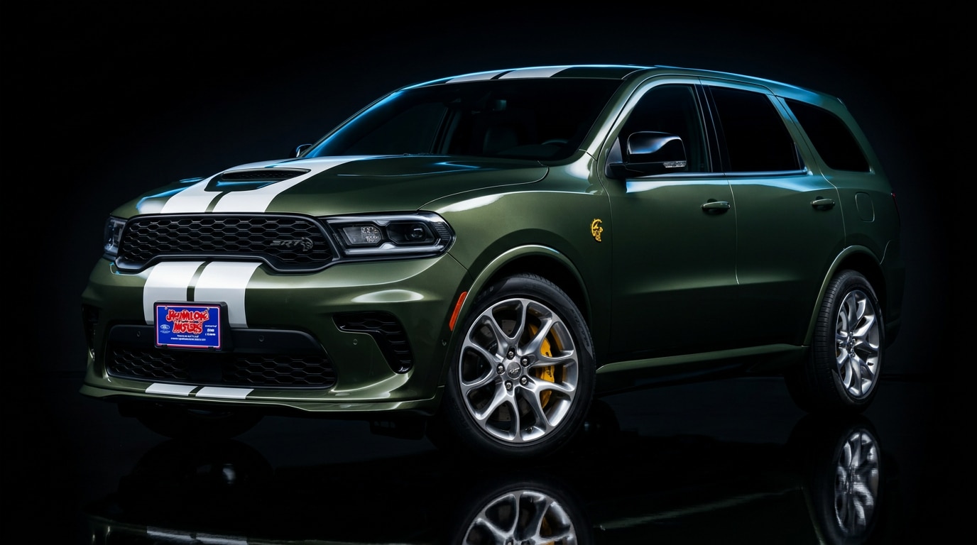 2027 Dodge Durango SRT Hellcat Jailbreak in a dark studio — 710 horsepower and more than 20 million build combinations, available at Jay Malone CDJR in Hutchinson, MN